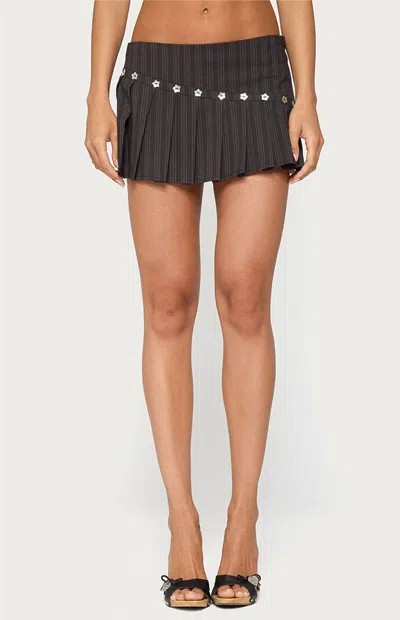 Edikted Mira Iridescent Button Pleated Skort In Gray