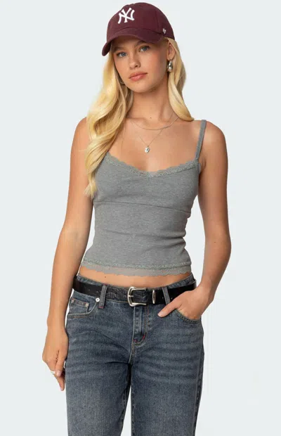 Edikted Mireille Lace Trim Camisole In Gray