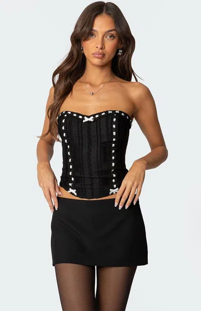 Edikted Women's Mist Lacey Ribbon Corset In Black