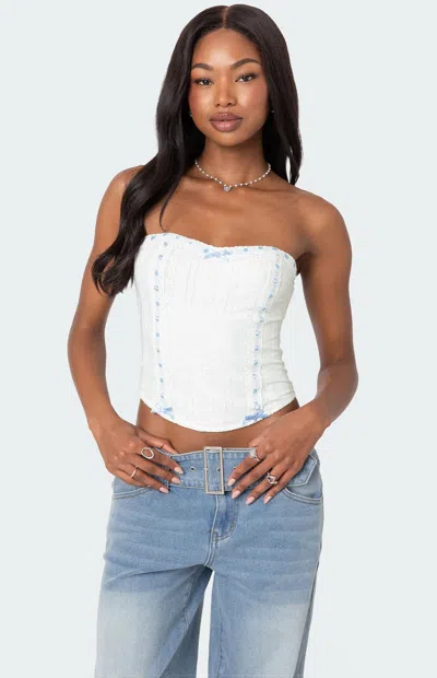 Edikted Women's Mist Lacey Ribbon Corset In White