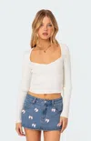 Edikted Misty Rib Top In White