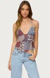 Edikted Mixed Patchwork Backless Halter Tank In Multi