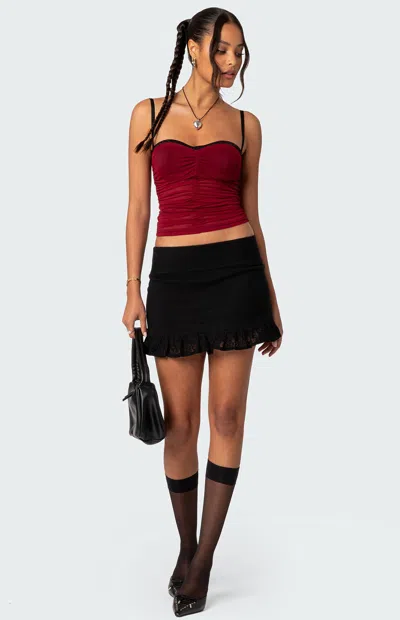 Edikted Women's Moira Mesh Bra Top In Burgundy In Black