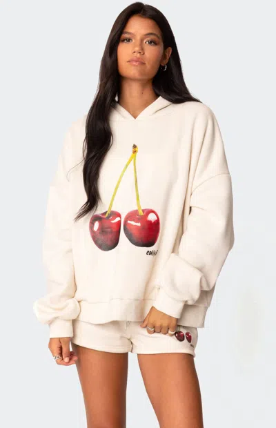 Edikted Mon Cheri Cotton Blend Hoodie In Neutral