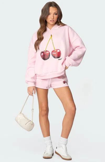 Edikted Mon Cheri Drawstring Shorts In Light-pink