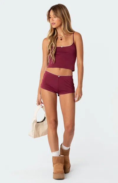 Edikted Women's Monroe Tank Top In Burgundy In Brown
