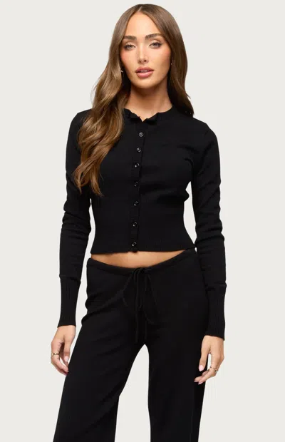 Edikted Montanna Rib Cardigan In Black
