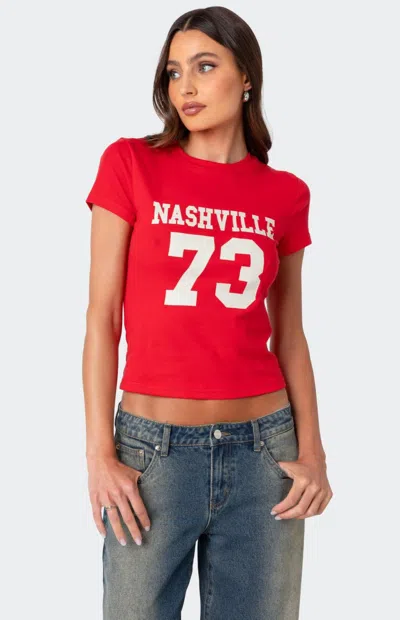 Edikted Nashville Cotton Graphic T-shirt In Red