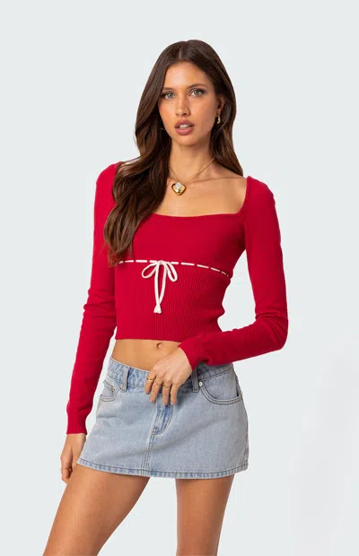 Edikted Women's Natasha Knit Top In Red