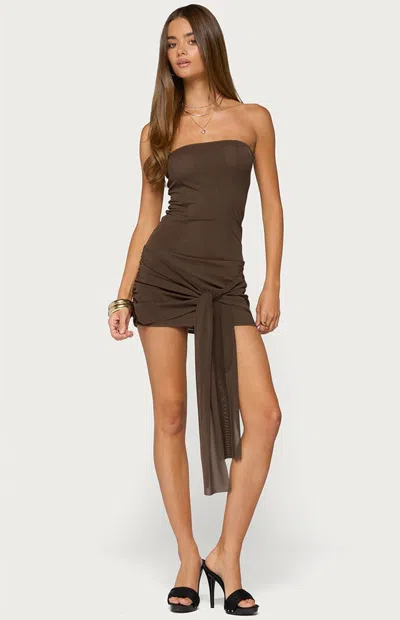 Edikted Women's Natcha Strapless Mesh Corset Mini Dress In Brown