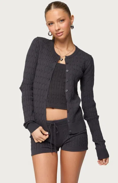 Edikted Nella Cable Cardigan In Gray