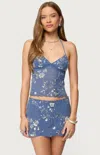 Edikted Nelley Backless Beaded Sequin Chiffon Top In Blue