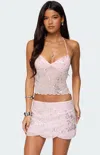 Edikted Nelley Sequin Beaded Open Back Halter Top In Multi