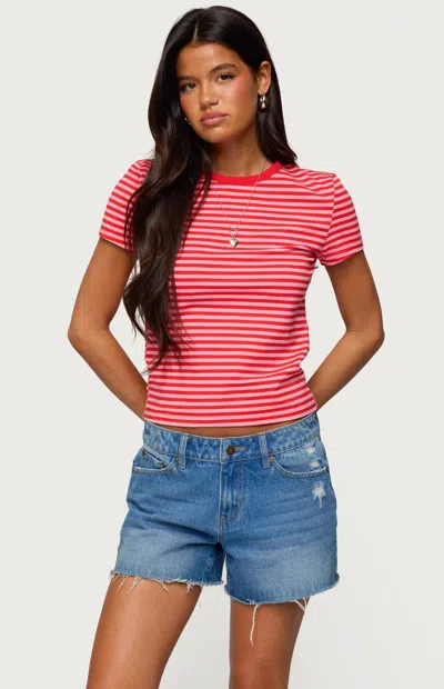 Edikted Nessie Stripe T-shirt In Pink