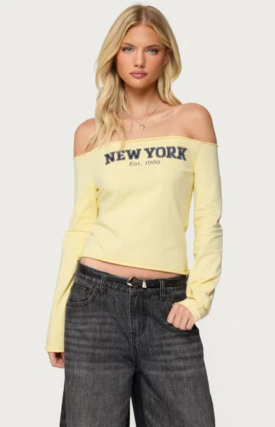 Edikted New York Babe Off The Shoulder Top In Yellow