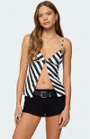 Edikted Nix Stripe Split Front Camisole In Multi