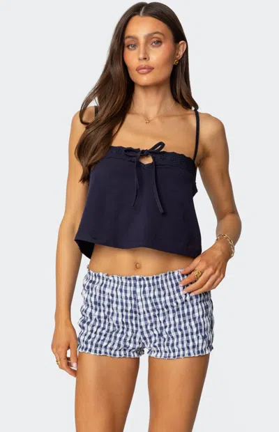 Edikted Women's Odette Tie Detail Tank Top In Navy In Blue