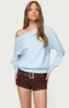 Edikted Oversize Off The Shoulder Sweater In Blue