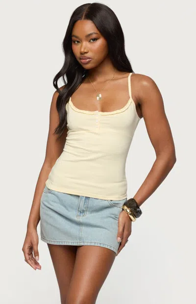 Edikted Women's Oksana Henley Tank Top In Yellow
