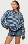 Edikted Onda Stripe Oversize Sweatshirt In Blue