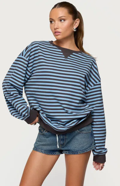 EDIKTED WOMEN'S ONDA STRIPED SWEATSHIRT IN BLUE