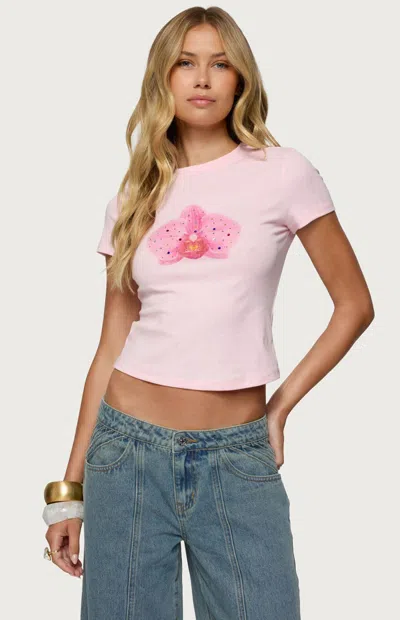 Edikted Orchid Gemstone Crop T-shirt In Pink