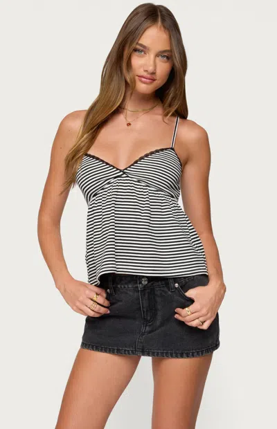 Edikted Orietta Stripe Babydoll Camisole In Black