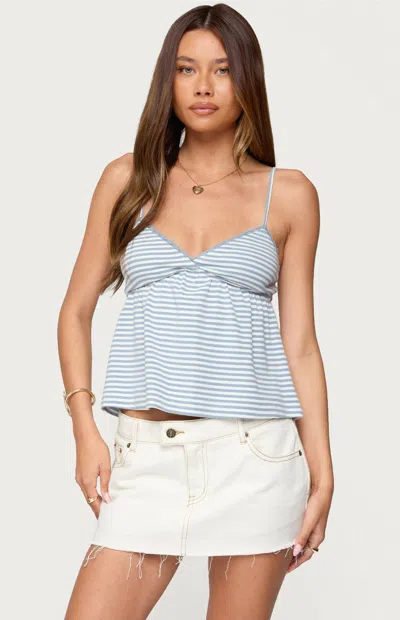 Edikted Orietta Stripe Babydoll Camisole In Blue