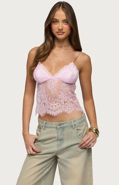 Edikted Women's Ottilie Lace & Satin Top In Light Pink