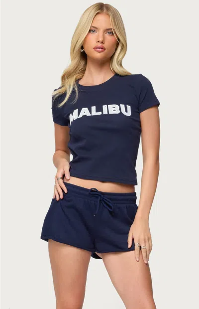 Edikted Pacific Coast Crop T-shirt In Blue