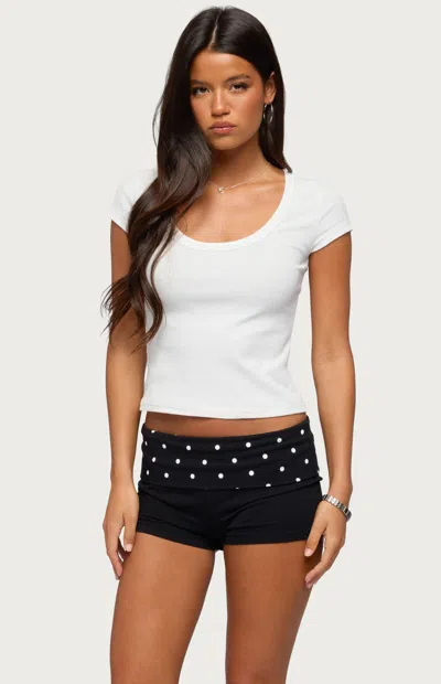 Edikted Women's Pamela Ribbed Scoop Neck T-shirt In Cream In White