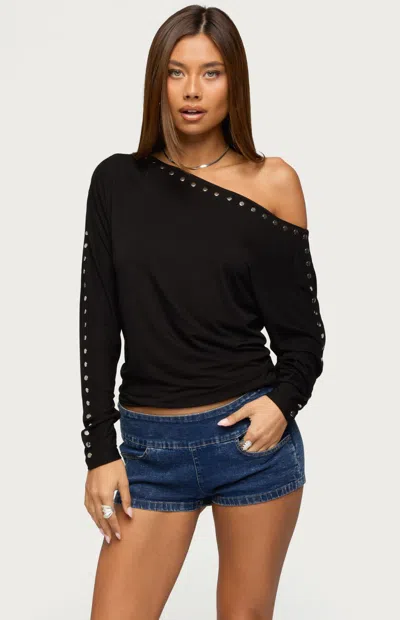 Edikted Women's Paola Off Shoulder Stud Top In Black