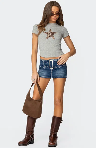 Edikted Women's Payson Wide Belted Mini Skort In Blue In Gray