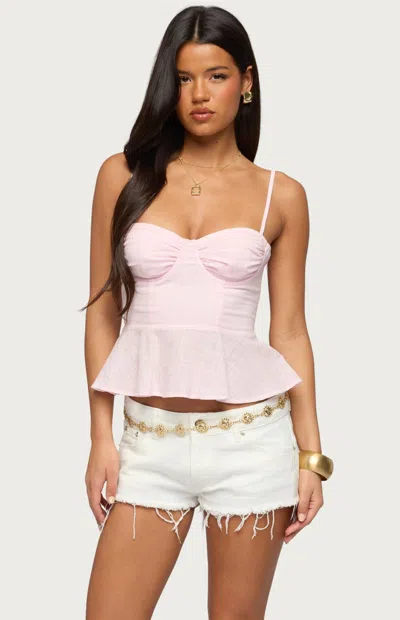 Edikted Women's Peplum Linen Look Corset In Light Pink