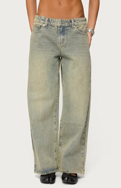 Edikted Petite Ace Relaxed Dark Rinse Wash Jeans In Multi