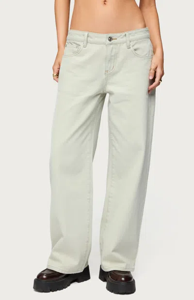 Edikted Women's Petite Raelynn Washed Low Rise Jeans In Vintage In White