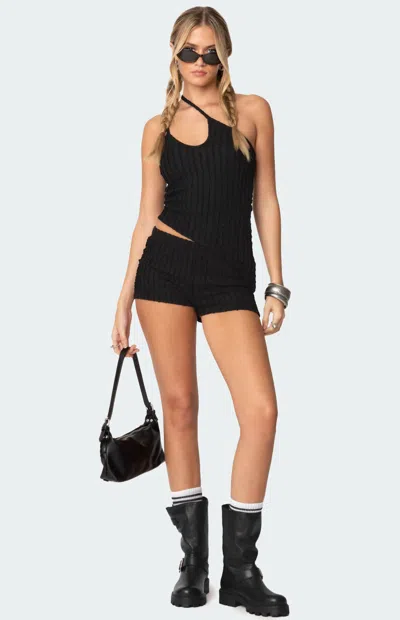 Edikted Women's Phoebe Textured Knit Shorts In Black