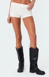 Edikted Phoebe Textured Knit Shorts In White