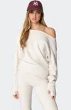 Edikted Plush Oversized Asymmetric Sweater In Cream
