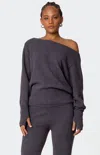 Edikted Plush Oversized Asymmetric Sweater In Purple