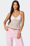 Edikted Bow Print Sheer Camisole In White