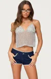 Edikted Polka Dot Backless Chiffon Top In Multi