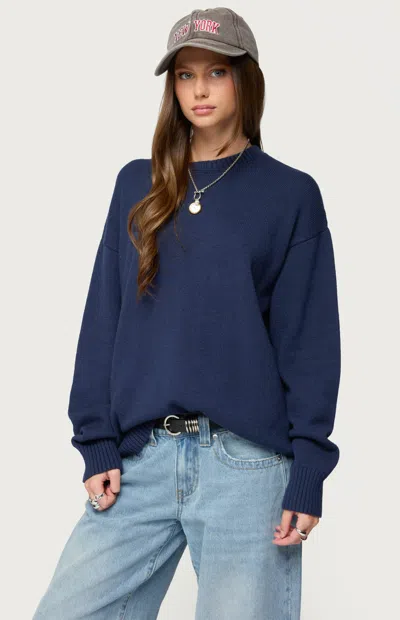 Edikted Priscila Oversized Crewneck Sweater In Blue