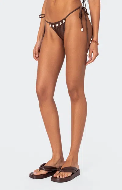 Edikted Women's Puka Charm String Bikini Bottom In Brown