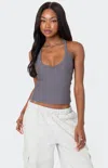 Edikted Racerback Stretch Tank In Gray