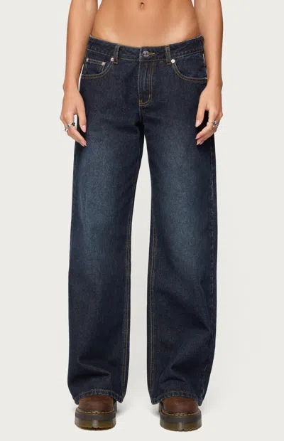 Edikted Raelynn Washed Low Rise Light Rinse Wash Jeans In Blue