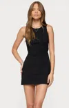 Edikted Raphaella Skirted Stretch Cotton Romper In Black