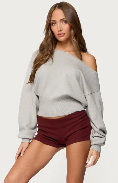Edikted Ravenna One-shoulder Sweater In Gray