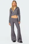 Edikted Ray Cable Knit Flared Pants In Gray
