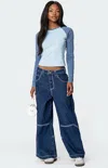 Edikted Raya Long Sleeve T-shirt In Blue